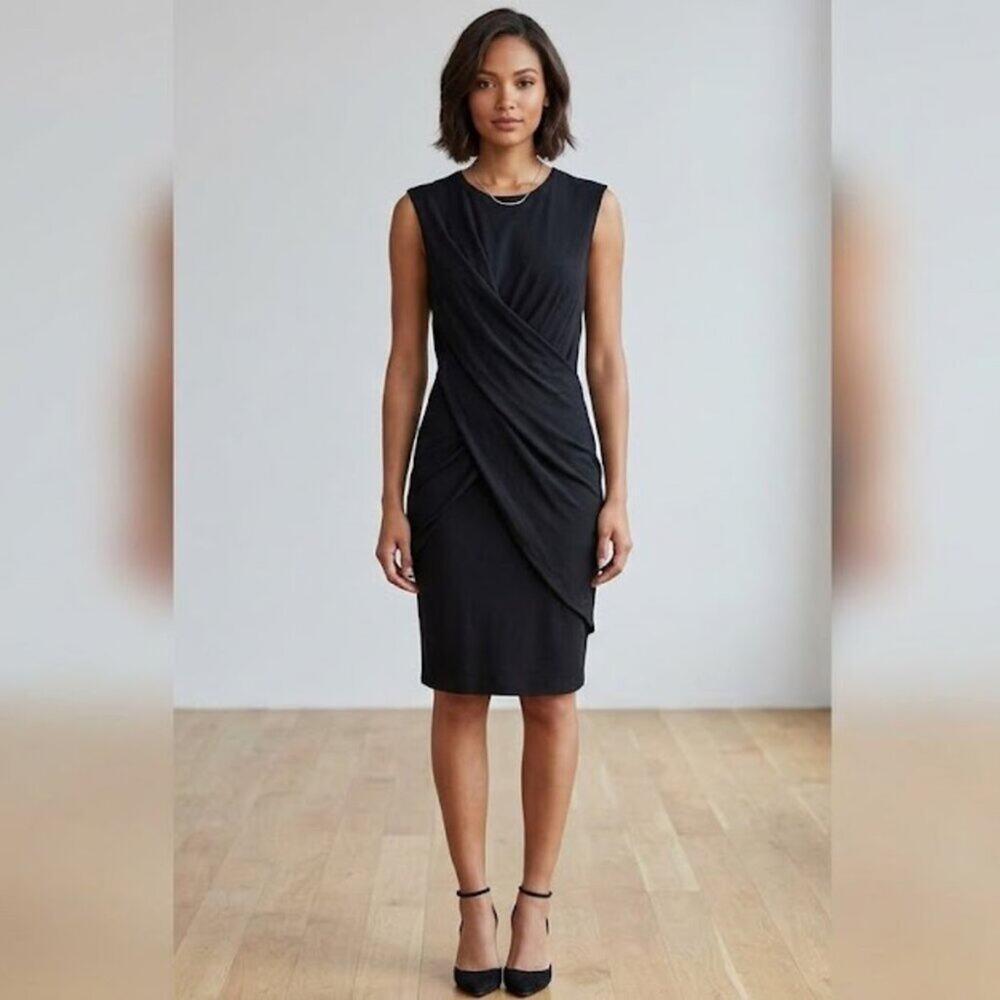 T Alexander Wang Tank Elegant Black Draped Dress 97% Modal Size S